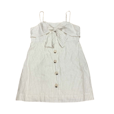 Shona Joy Linen Size 14 Mini Dress Beige / Striped 