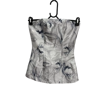 BNWT - Sass & Bide Grey Floral Zip Up Corset Top Size 6/ XS / 36