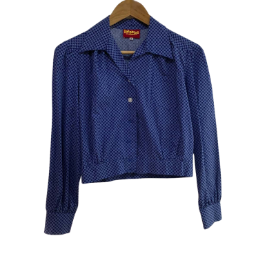 Freddies of Pinewood Retro Style Blue Shirt Blouse - Made in the UK 