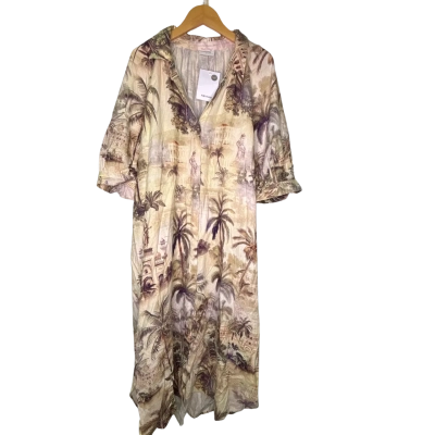 Sussan Womens  Size 20 Maxi Dress Beige / Brown / Pattern 