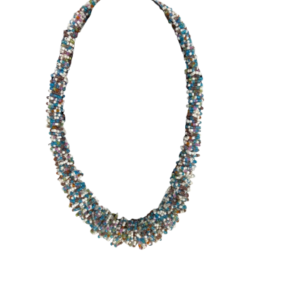  Vintage twisted multi strand bead necklace with different colours 