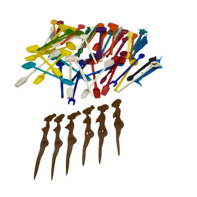 Collection of 50+ Vintage Swizzle Sticks including 6x Zulu Lulu 