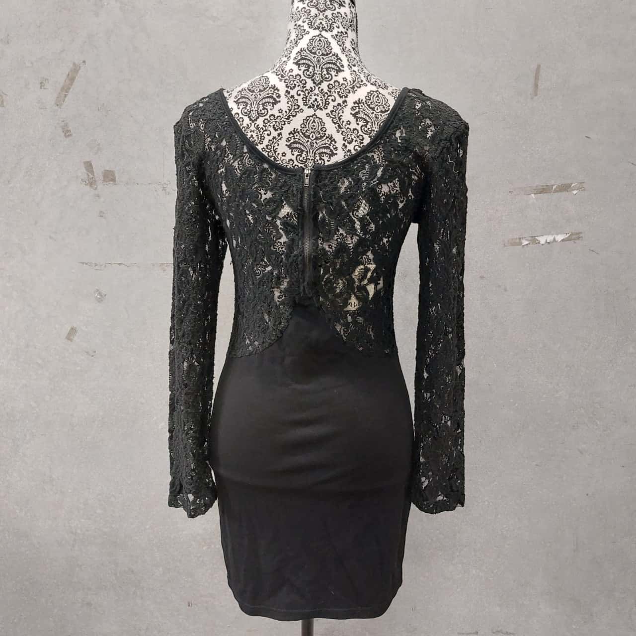 Angel Biba Womens Size 12 Bodycon Dress / Long Sleeve / Mini Dress Black (s) Angel Biba Womens Size 12 Bodycon Dress / Long Sleeve / Mini Dress Black (s)