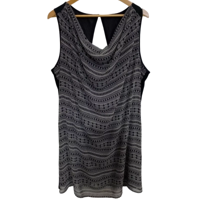 Tania Kay Womens Size 18 Cowl Neck Dress Black  / Pattern 