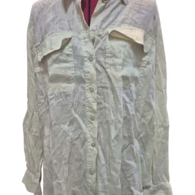 Susan Womens Button Up Top Light Yellow Green