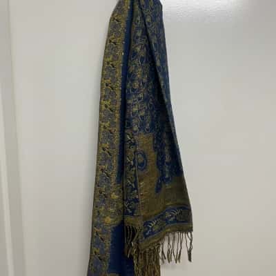  Women's One Size Scarf - Blue/Gold