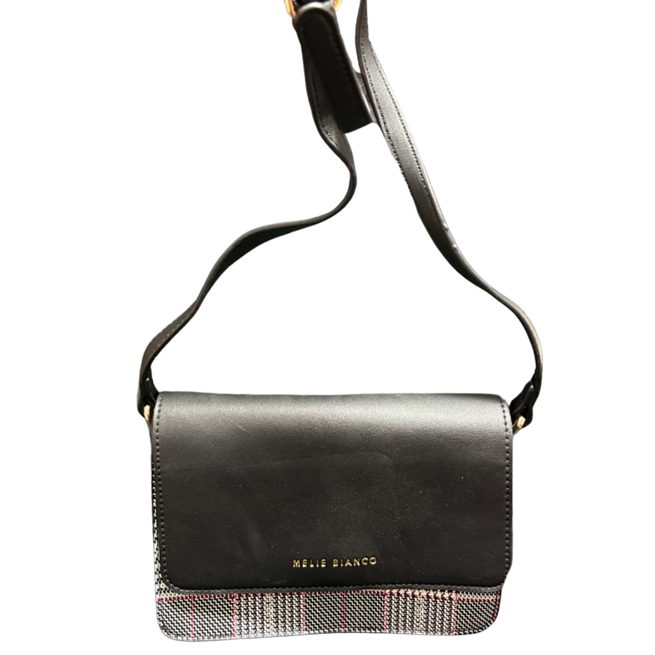Melie Bianco Small Cross Body Bag, Black / Houndstooth Pattern / Red