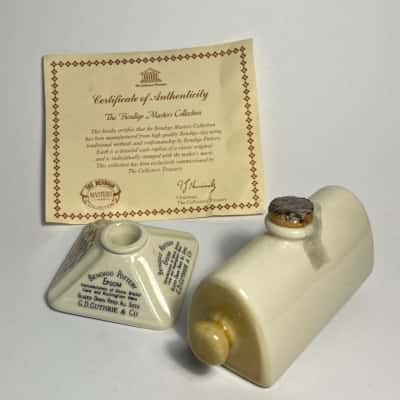 Bendigo Pottery Miniatures - Hot Water Bottle, Match Holder