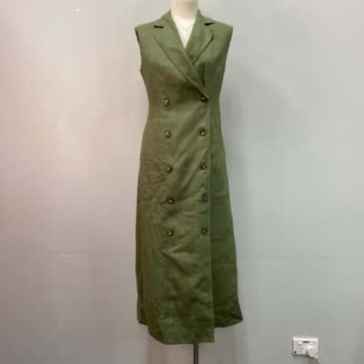 Witchery Womens 100% LinenSize 8 Wrap-Over Dress Khaki 