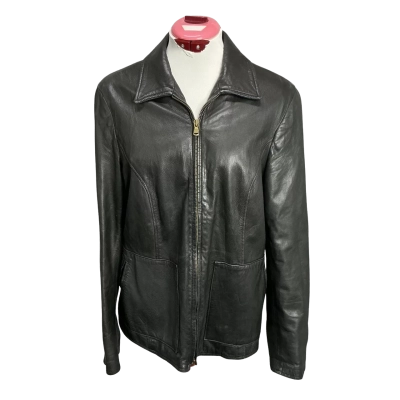 Vintage Leonardo da Vinci Florence Black Italian Leather Jacket size 50