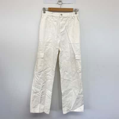 Princess Polly White Pawley Cargo Pants  Size 8 