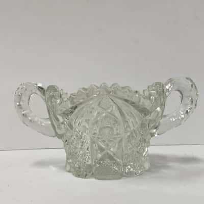 Double handled glass sugar bowl