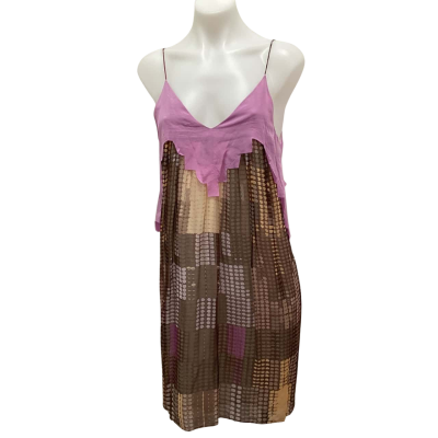 Zimmermann Womens  Size 1 / S Shoestring Strap Silk outer Dress Beige / Brown / Purple See Description regarding size 