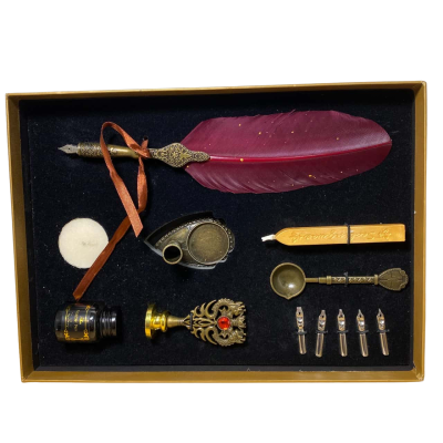 Vintage Glitter Quill Pen Set