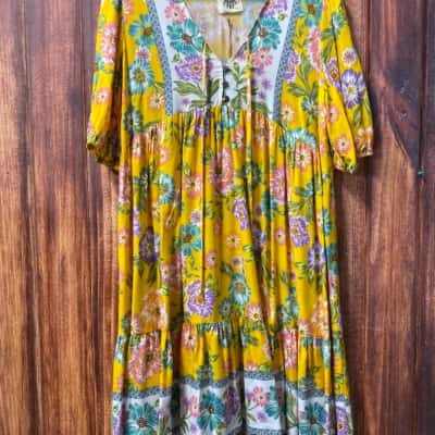 Dreamcatcher boho dress Size 12 Yellow new 