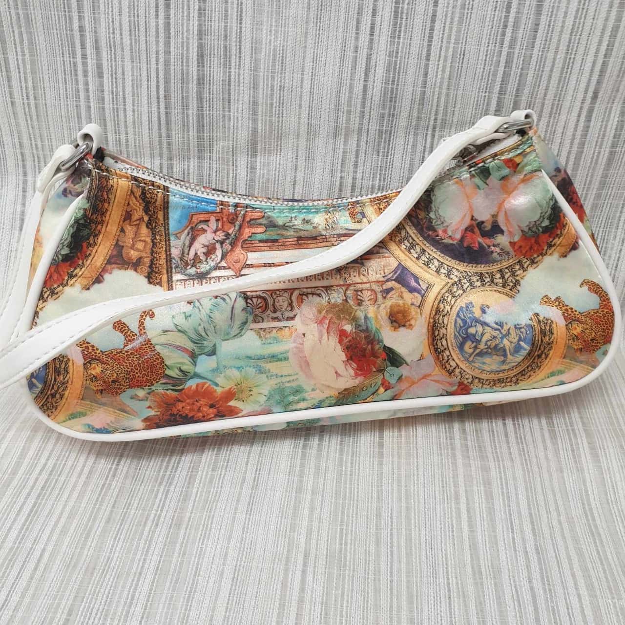 Asos Design Elongated 90s Shoulder Bag with Renaissance Print