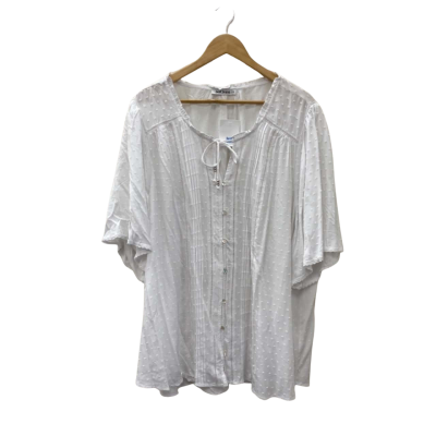 Just Jeans Womens  Size 24 Button Up Short Sleeve Top White 