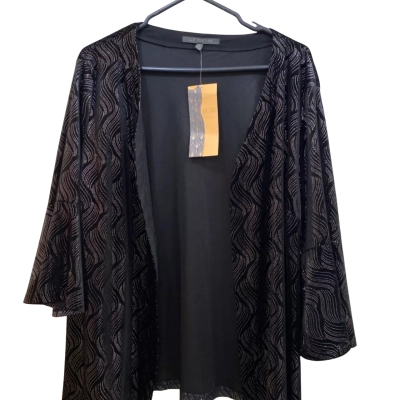 Liz Jordan Womens  Size 18 3/4 Sleeve Top Black  / Silver 