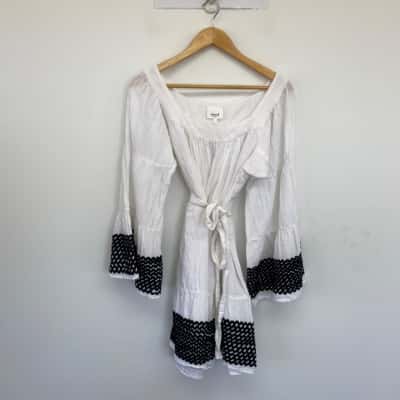 Seed Heritage White Bell SLeeve Mini Dress Size L 