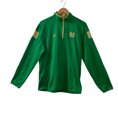 Adidas Notre Dame 1/4 Zip Pullover Climalite Men's Size M Green & Gold (as is)
