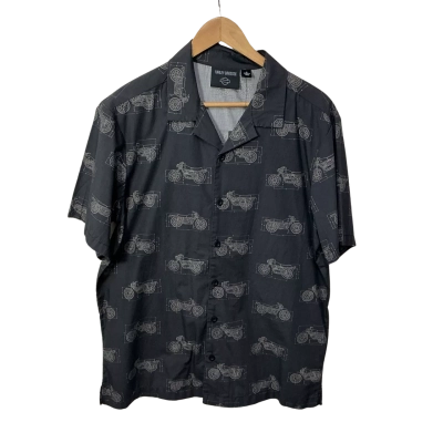 Harley Davidson Mens Size M Charcoal Grey Fueled Short Sleeve Shirt (new)