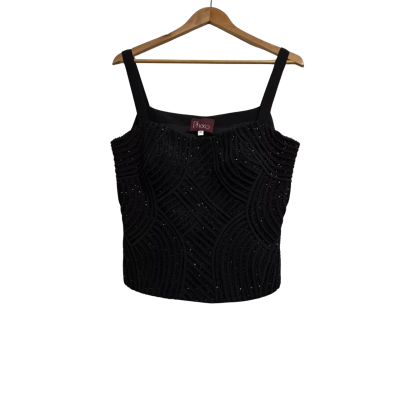 Phaco, Womens, UK size 48, padded beaded black top