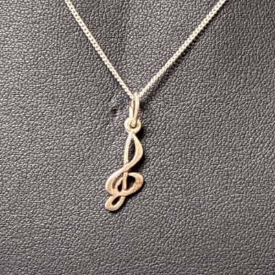  925 curb link 45cm Necklace / 925 treble clef Pendant Silver 