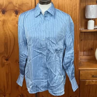 Seed Heritage Womens  Size 8 Blouse Blue / Striped 