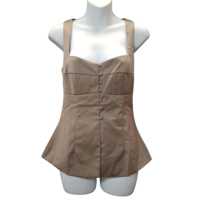 Tussah Women's  Size 6 Sleeveless Khaki Button Up Top 