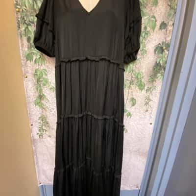 Decjuba Women's  Size 8 Black Lucie Tiered Maxi Dress 