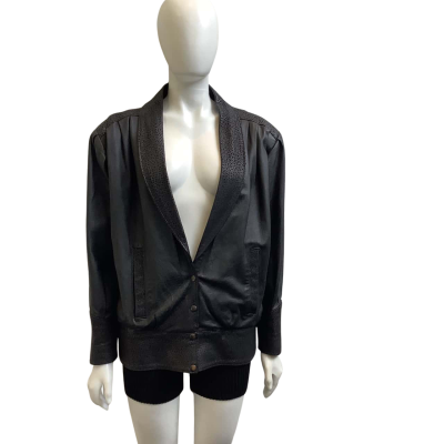 `Vintage’ Pelino Womens  Size 12 Shawl Collar Leather Jacket Black