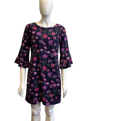 Review Women's Size 8 Floral Mini Dress Navy Blue 