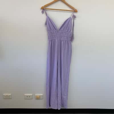 Cider Lilac Strappy Textured Jumpsuit Size S 