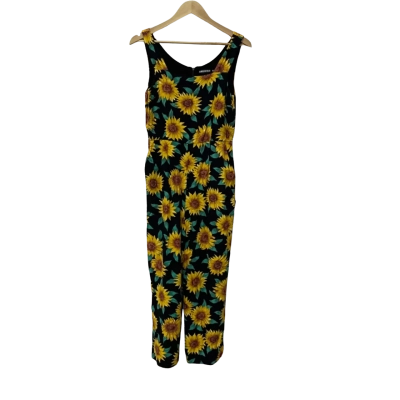 Dangerfield Womens  Size 10 Jumpsuit Black  / Floral / Green / Yellow 