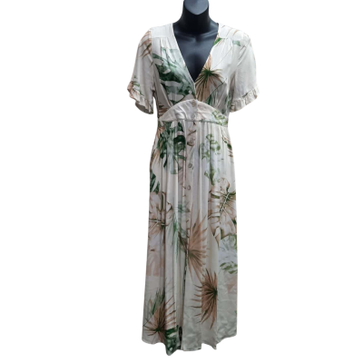 ESTHER & CO. Size 6 Maxi Length Button Through Dress with Leaf Pattern Print