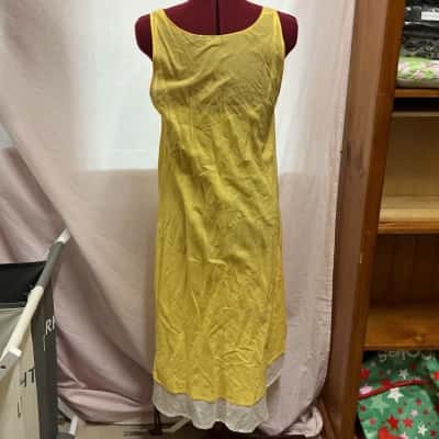 Gordon Smith Womens  Size 14 Casual Dress White / Yellow 