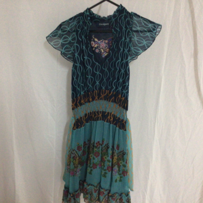 Desigual Womens  Size 44 Casual Dress Blue / Orange 