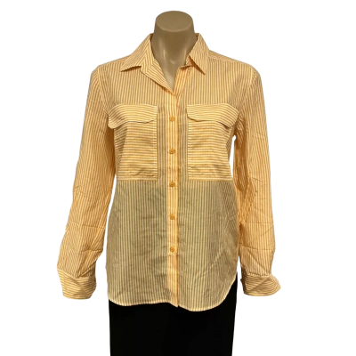 Sportscraft Womens Size 8 Orange / White Striped Long Sleeve Shirt (new)