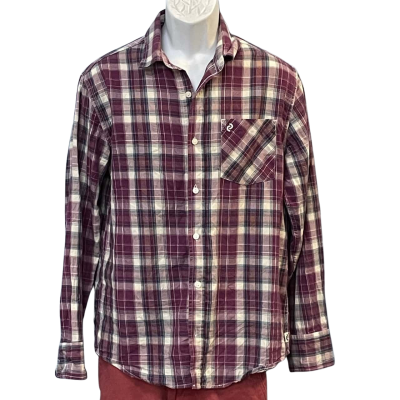 Denizen From Levi's Mens Size M Business/Long Sleeve Shirt Checked/Navy Blue/Purple/White