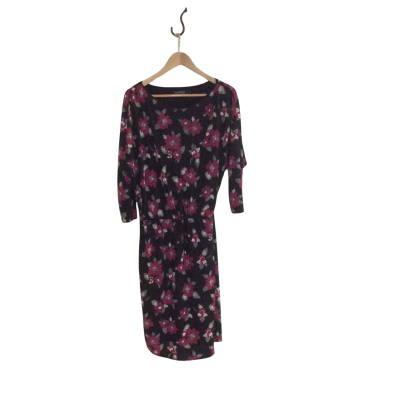 Lauren Ralph Lauren Women's Size L Floral Dress Black  / Purple / White 