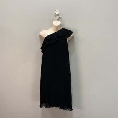 Nicola Finetti Womens  Size 14 Pleated Mini Dress / Off The Shoulder Dress Black  