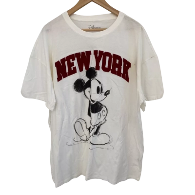Disney Womens  Size 18 Crew Neck Top / Short Sleeve Top Black  / Maroon / White 