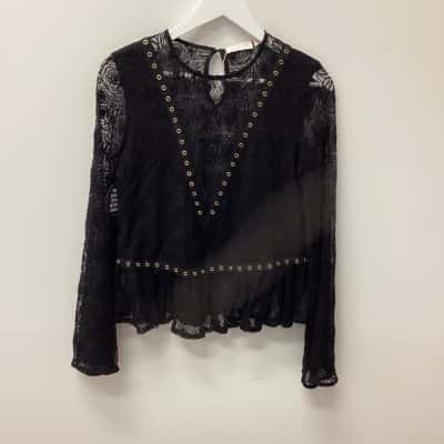 Sass & Bide Womens  Size XS Blouse Black  / Gold 
