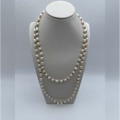 Beautiful White Long Stand Pearl Necklace 