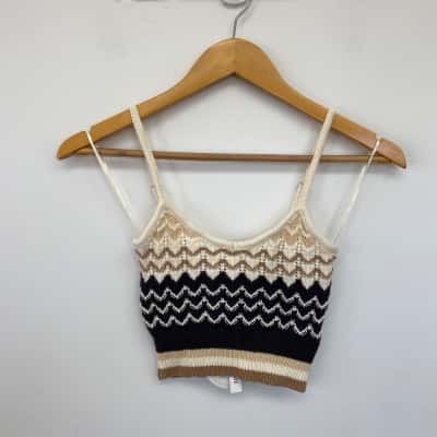 Mooloola Brown Cream Lina Knit Top Size 8 
