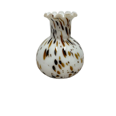 Brown and White Glass Vase 