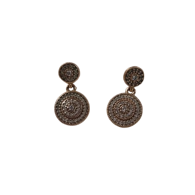 Rose Colour Stud Dangle Earrings with Clear Stones