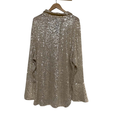 Silver sequin deep cuff shirt