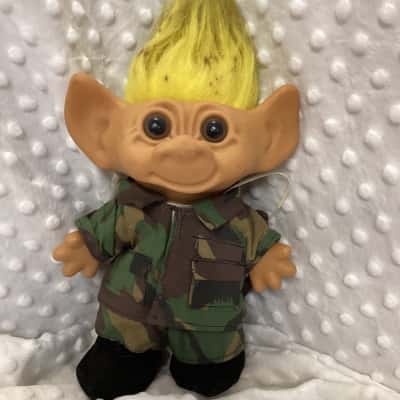 Troll 8” Vintage Uneeda Wishnik Army Camo with cap - Uneeda Wishnik