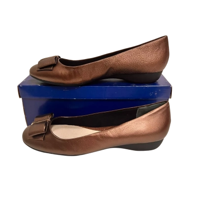 Supersoft by Diana Ferrari Eila Women's Size 11 Bronze Metallic Leather Flats